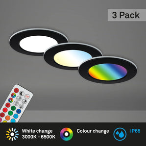 [RESIGILAT] Set 3 spoturi LED baie cu telecomanda, RGB si alb ajustabil