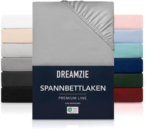 [RESIGILAT] Cearsaf elastic Dreamzie 100x200 cm gri Oeko TEX