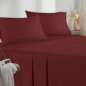 [RESIGILAT] Lenjerie pat Poligino 140 cm Bordeaux 4 buc microfibra