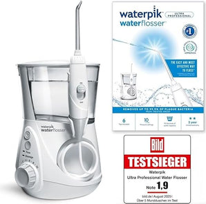 [RESIGILAT] Duș bucal Waterpik Ultra Professional, Câștigător Teste 2025, Tehnologie Precision Pulse, Sigiliu TÜV, până la 99,9% îndepărtare a plăcii, 6 capete, 10 moduri, temporizator integrat, Alb. Ideal pentru igiena orală superioară.