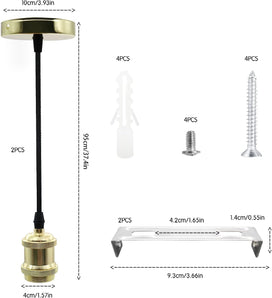 [RESIGILAT] 2 buc lampa metalica suspendata E27, cablu 100 cm, aurie