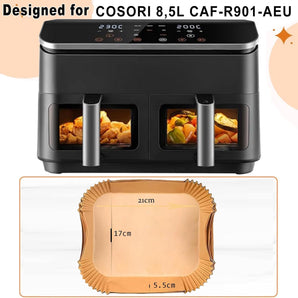 [RESIGILAT] Hartie de copt Airfryer 100 buc 21x17cm COSORI 8.5L