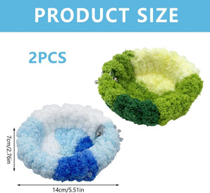 [RESIGILAT] Hamac 2 piese, lana coral, cuib portabil pentru papagali, verde