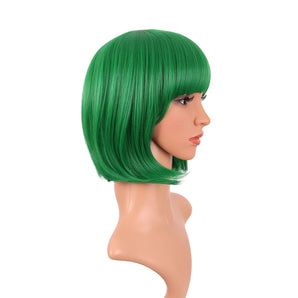 [RESIGILAT] Perucă Bob Scurt Drept pentru Femei, 30 cm, Verde, Fibră Termorezistentă