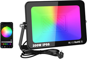 [RESIGILAT] Spot RGB LED, Surplife, 200W, 20000LM, control APP, IP66, pentru exterior și interior