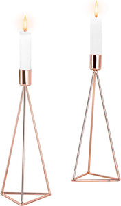[RESIGILAT] Set 2 suporturi lumanari cu design geometric cupru