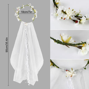 [RESIGILAT] Voal mireasa MUCOOS cu coronita florala pentru evenimente