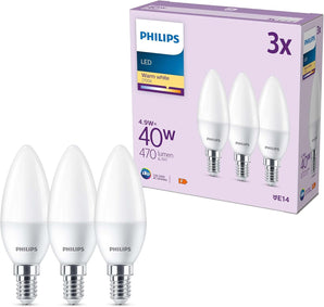 [RESIGILAT] Lampa Philips LED E14 40W mata alb cald 3 bucati