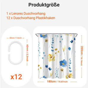 [RESIGILAT] Perdea dus 180x200 cm, motiv albastru-galben, antimucegai, poliester