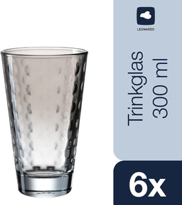 [RESIGILAT] Pahar OPTIC set de 6 300 ml gri sticla LEONARDO HOME