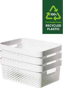 [RESIGILAT] Set 3 coșuri de depozitare Curver, 11L, plastic 100% reciclat, design modern cu mânere, medii