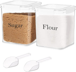 [RESIGILAT] Set 2 recipiente plastic, etanse, 4L, pentru faina si zahar