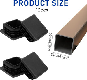 [RESIGILAT] Dopuri pentru tuburi 30x30 mm negre set 12 bucati
