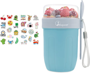 [RESIGILAT] Muesli Cup Bugucat 660ML albastru, portabil, fara scurgeri