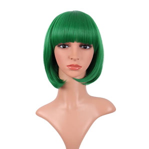 [RESIGILAT] Perucă Bob Scurt Drept pentru Femei, 30 cm, Verde, Fibră Termorezistentă