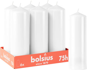 [RESIGILAT] Lumanari bolsius stalp alb 6 bucati 20x7 cm neparfumate