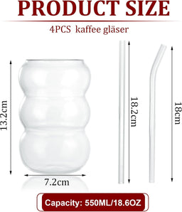 [RESIGILAT] Set 4 pahare cu bule 550 ML cu 4 paie si perie