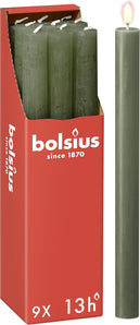 [RESIGILAT] Bolsius Lumanari Rustice, Verde Inchis, Pachet de 9