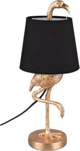 [RESIGILAT] Lampă de masă Lola, poliresină aurie, abajur negru, 17 cm