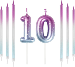 [RESIGILAT] Lumanari colorate cu numarul 10, decor tort, ziua de nastere
