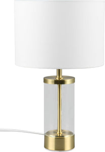 [RESIGILAT] Lampa masa Grazia metal alama sticla textil alb E14