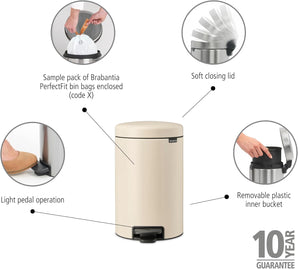 [RESIGILAT] Brabantia Cos gunoi pedala NewIcon 12L Bej moale