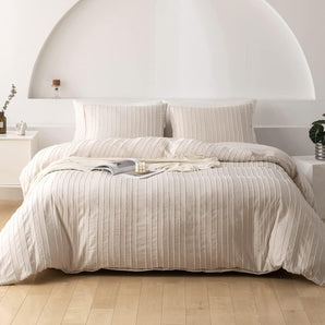 [RESIGILAT] Lenjerie de pat 200x200 cm Bej Boho cu 2 fete si 2 perne