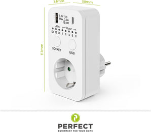 [RESIGILAT] Priza temporizator, 230V, USB, USB-C, alb