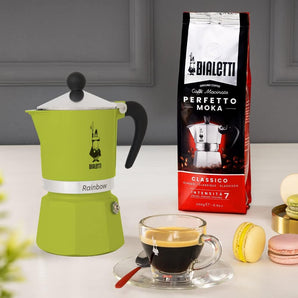 [RESIGILAT] Bialetti Rainbow Caffettiera Verde 3 cani din aluminiu