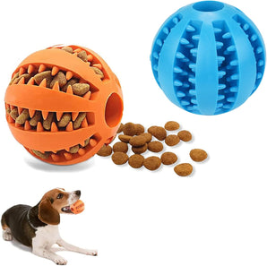 [RESIGILAT] Set 2 mingi pentru câini ZHIHUITL, cauciuc natural, 5 cm, albastru/oranj