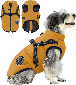 [RESIGILAT] Jacheta pentru caini, vesta de iarna, galben, L