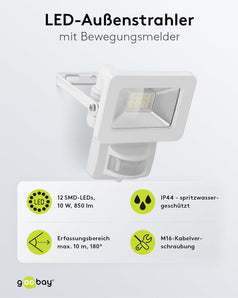 [RESIGILAT] Goobay 53878, Reflector LED 10W, Exterior, IP44, Alb