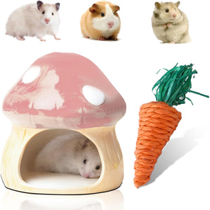 [RESIGILAT] Nizirioo Casuta ceramica pentru hamster, Ascunzatoare durabila, Roz