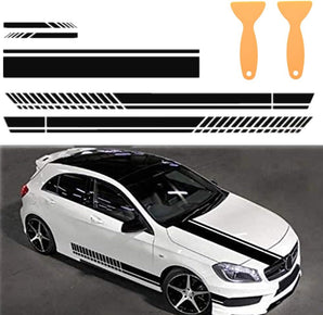 [RESIGILAT] Autocolante benzi laterale auto 5 buc cu 2 razuitoare negru