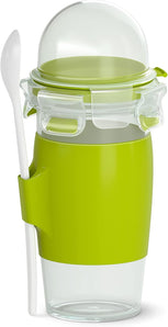 [RESIGILAT] Emsa ClipGo, Cana iaurt 450 ml, Transparenta, Verde deschis