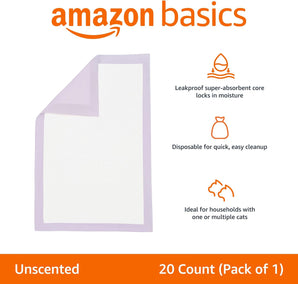 [RESIGILAT] Tampoane nisip pisici Amazon Basics 20 bucati violet alb