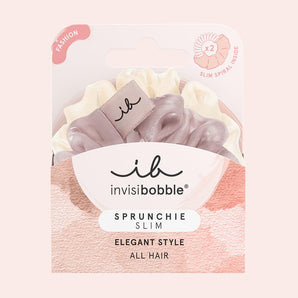 invisibobble Scrunchie Slim Hairiffic Set de 2 bucăți I Mov prăfuit & Alb murdar I Elastice de păr tip scrunchie cu spirale SLIM I Delicate cu părul, pentru coafuri elegante.