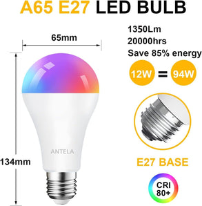 [RESIGILAT] Bec E27 A65 12W 1350LM Smart RGB reglabil Alexa