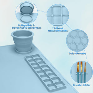 [RESIGILAT] Covoras pictura silicon, 23.6x15.7, 10 pensule, albastru