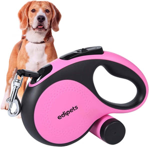[RESIGILAT] Lesă extensibilă Edipets pentru câini, 5 m, roz, din nailon rezistent, cu mâner ergonomic