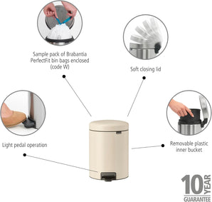 [RESIGILAT] Cos de gunoi Brabantia NewIcon 5L bej cu pedala