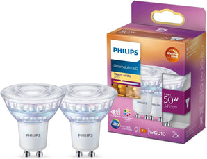 [RESIGILAT] Philips LED GU10 WarmGlow 50W, Alb Cald, Pachet 2 Bucăți