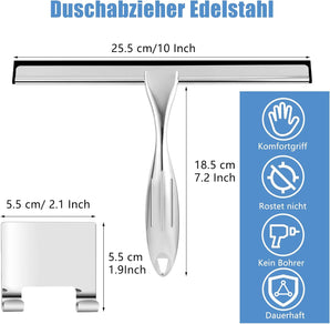 [RESIGILAT] Racleta dus argintie, lama 25 cm, maner 18 cm, otel inoxidabil