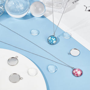 [RESIGILAT] UNICRAFTALE 304 Inox, Plat Rotund, Bezel Gol, Tava Pandantiv