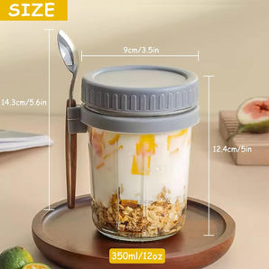 [RESIGILAT] Borcane Oats 350ml 2 bucati cu capac si lingura gri