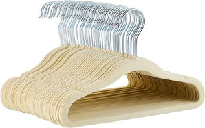 [RESIGILAT] Set 50 umerașe catifelate copii Amazon Basics, antiderapante, 29 cm, bej