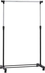 Amazon Basics șină de haine cu roți, crom, (91.5-145) x 42 x (134-161) cm (L x l x î)