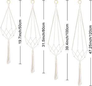 [RESIGILAT] Set 4 Agățători Plante Macrame Boho Bej, Dimensiuni Multiple