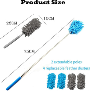 [RESIGILAT] FCSNJH 4 buc Stergator praful telescopic 75 cm Albastru Gri