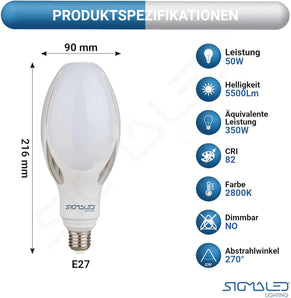 [RESIGILAT] Bec LED E27 50W 5500 lumeni lumina alba calda